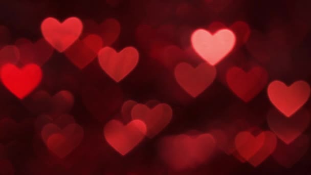 Abstract Heart Bokeh Background Red Color — Stock Video