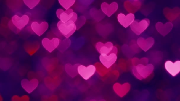 Абстрактный Цвет Сердца Bokeh Фон Пурпурный — стоковое видео