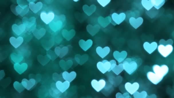 Αφηρημένη Καρδιά Bokeh Φόντο Μπλε Χρώμα — Αρχείο Βίντεο
