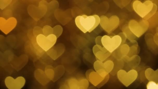 Αφηρημένη Καρδιά Bokeh Φόντο Κίτρινο Χρώμα — Αρχείο Βίντεο