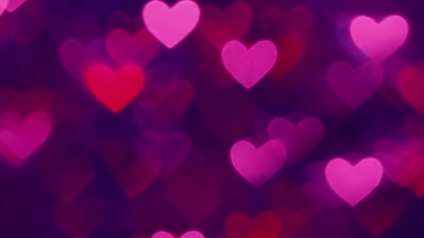 Абстрактный Цвет Сердца Bokeh Фон Пурпурный — стоковое видео