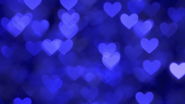 Абстрактное Сердце Боке Фон Синий Цвет — стоковое видео