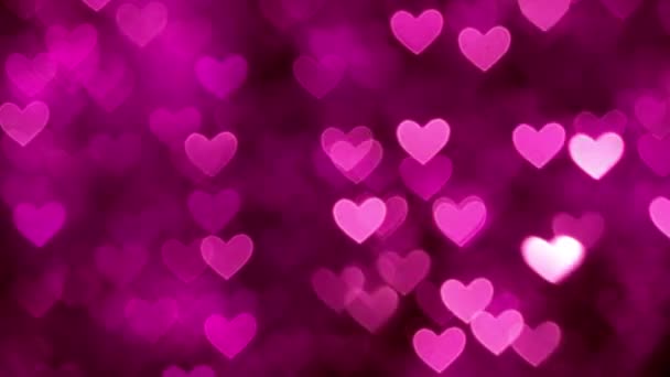 Abstract Heart Bokeh Background Magenta Color — Stock Video