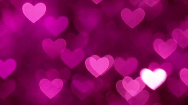 Abstract Heart Bokeh Background Magenta Color — Stock Video