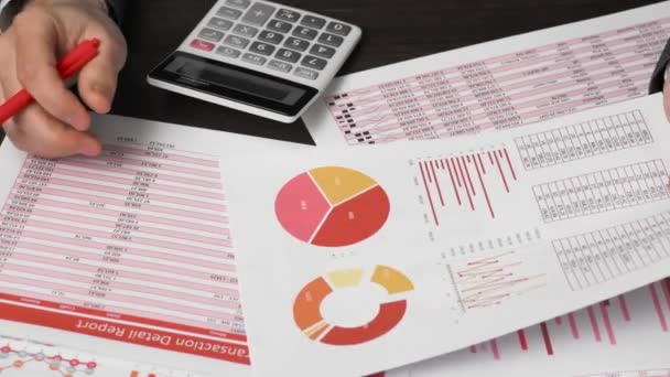 Contador Del Hombre Negocios Utilizando Calculadora Para Calcular Las Finanzas — Vídeo de stock