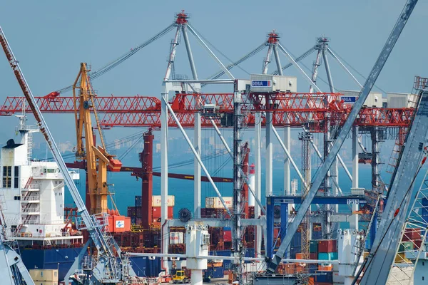 Industrial port in Odessa city, Ukraine, May 4, 2019 - Infrastructure of seaport — Stock Photo, Image