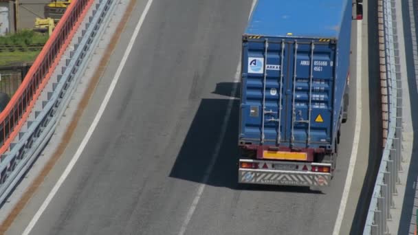 Industriële Haven Odessa Stad Oekraïne Mei 2019 Trucks Gaan Industriële — Stockvideo