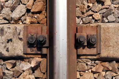 Tren rayları yakın görünüm-soyut arka plan, yük taşımacılığı kavramı