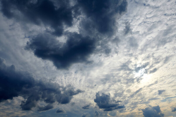 Dark blue sky with clouds for background or texture
