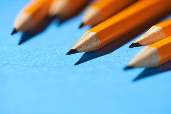 Graphite Pencils Blue Background Macro Photo School Office Supplies — Stock Photo, Image