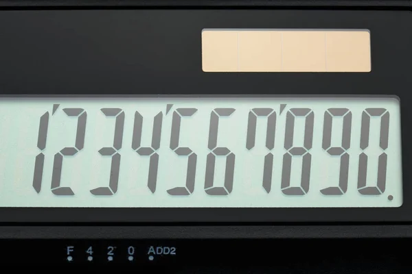 Business Office Desk Closeup Digital Display Accounting Calculator Close — Stock Photo, Image
