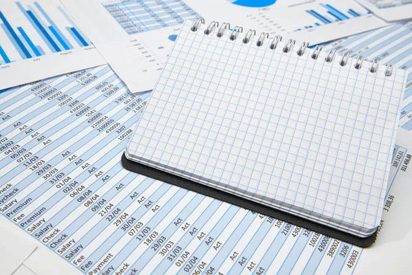 Business Office Desk Closeup Financial Reports Analysis Accounting Set Documents — Stock Photo, Image