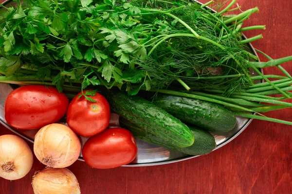 Comida Sana Hortalizas Frescas Verdura Sobre Fondo Madera Verdura Cebolla — Foto de Stock