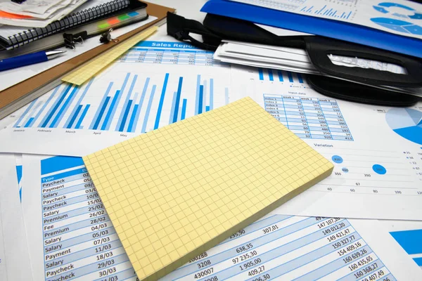 Business Office Desk Close Financiële Verslagen Analyse Boekhouding Set Van — Stockfoto