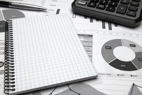 Business Office Desk Closeup Relatórios Financeiros Análise Contabilidade Conjunto Documentos — Fotografia de Stock