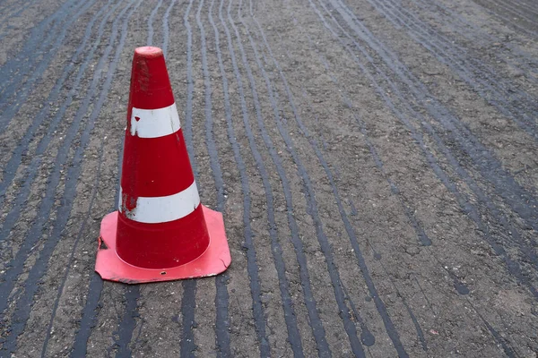 Construção Reparação Estradas Colocação Uma Nova Camada Asfalto Marcando Nível — Fotografia de Stock