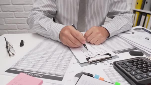 Business Analysis Accounting Concept Uomo Affari Che Lavora Con Documenti — Video Stock