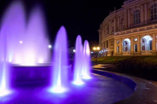 Ukrayna Nın Odessa Şehrindeki Opera Binasının Gece Manzarası Güzel Şehir — Stok fotoğraf