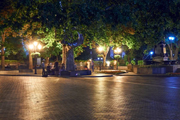 Nattutsikt Över Primorsky Boulevard Odessa Stad Ukraina Vacker Stadspark Och — Stockfoto