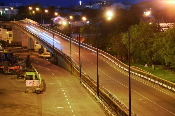 Vedere Spre Portul Industrial Seara Calea Rutieră Ferată Pentru Livrarea — Fotografie, imagine de stoc