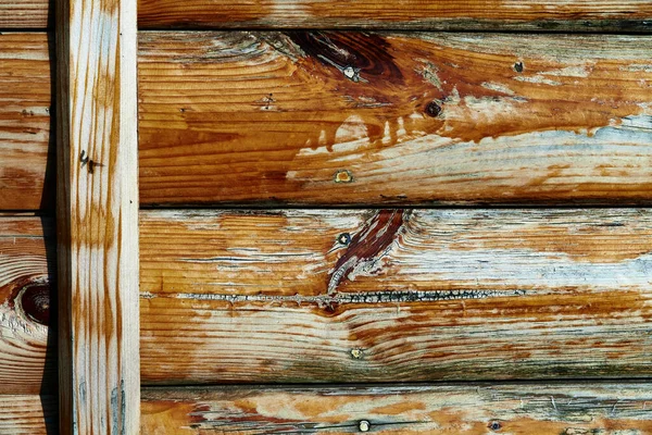 Pranchas Madeira Desgastadas Velhas Como Fundo Marrom Descascando Pintura Rachaduras — Fotografia de Stock
