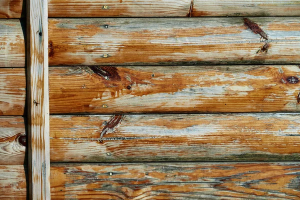 Oude Verweerde Houten Planken Als Bruine Ondergrond Schilferende Verf Scheuren — Stockfoto