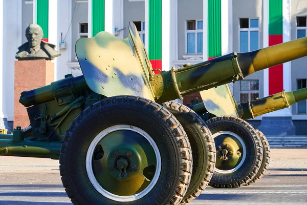 Desfile Militar Ciudad Ordenó Equipo Militar Tanques Armas Otras Armas — Foto de Stock