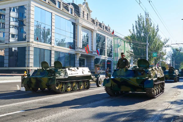 Tiraspol Naddniestrze Września 2020 Parada Wojskowa Poświęcona Rocznicy Niepodległości Zamówiła — Zdjęcie stockowe