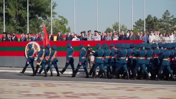 Tiraspol Transnistria Eylül 2020 Bağımsızlığın Yıldönümüne Adanmış Askeri Geçit Töreni — Stok video