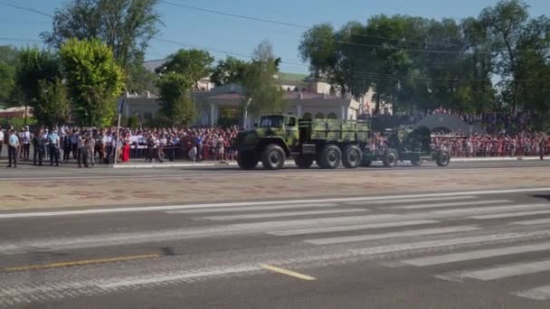 Tiraspol Naddniestrze Września 2020 Parada Wojskowa Poświęcona Rocznicy Niepodległości Rozkazał — Wideo stockowe