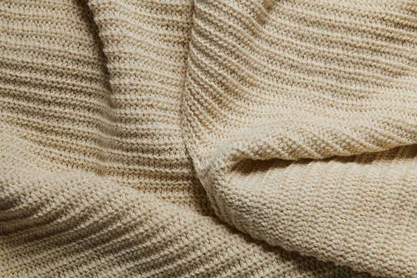 Wool Knitted Fabric Background Beige Color — Stock Photo, Image