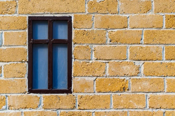 Background Miniature Houses City Park Yellow Brick Wall Windows — Stock Photo, Image