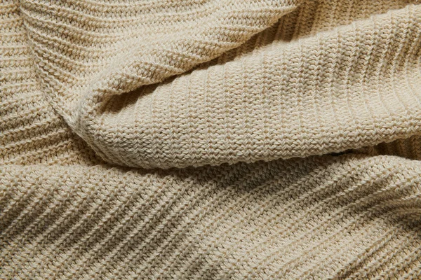 Wool Knitted Fabric Background Beige Color — Stock Photo, Image