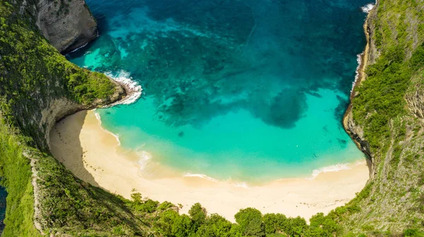 Panorama Aereo Sulla Spiaggia Sulla Costa Kelingking Nell Isola Nusa — Foto Stock