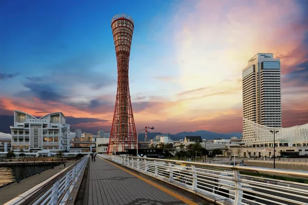 Sunset at Kobe port — Stock Photo, Image