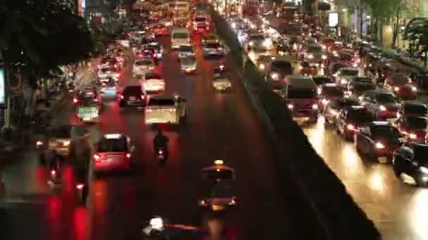 Time Lapse Bangkok Car Traffic Rush Hour Siam Center District Royalty Free Stock Video