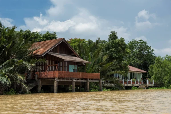 Tradiční Řeky Dřevěné Thajský Dům Moderní Domov Dlaní Chovu Bang — Stock fotografie