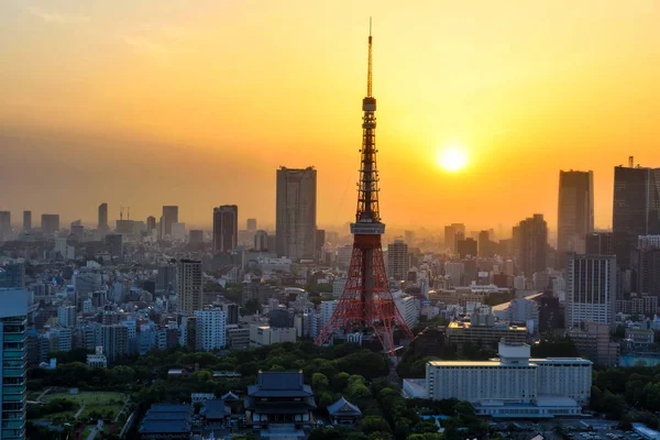 Torre Tokio Atardecer Desde Vista Del Edificio Del World Trade —  Fotos de Stock