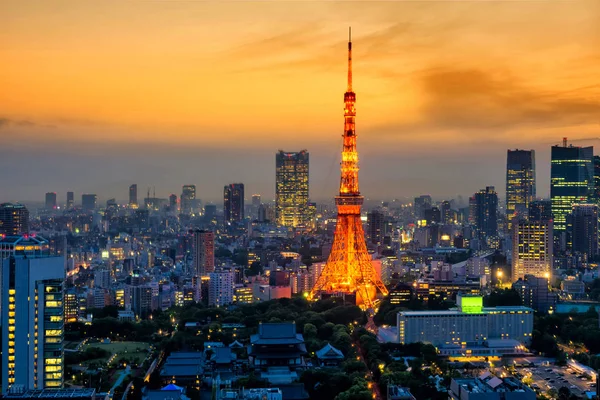 Torre Tokio Atardecer Desde Vista Del Edificio Del World Trade —  Fotos de Stock