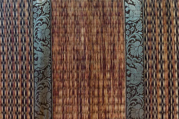 Textuur Van Thaise Inheemse Rotan Weven Mat Met Olifant Bloem — Stockfoto