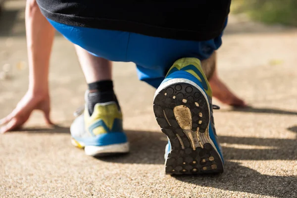 Running athlete feet of running shoes — Stock Photo, Image