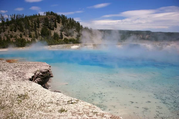 Blue Turquoise Water Excelsior Geyser Crater Lower Basin Grand Prismatic — Stock Photo, Image