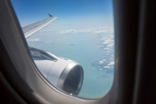 Aerial Landscape View Airplane Window Krabi Natural Island Andaman Sea — Stock Photo, Image