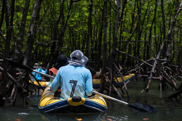 Guía Marinero Piragüismo Para Llevar Los Turistas Visitar Laguna Bosque —  Fotos de Stock