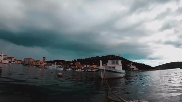 Timelapse Sea Boats Islands — Stock Video