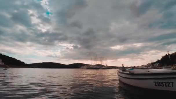 Timelapse Sea Boats Islands — Stock Video