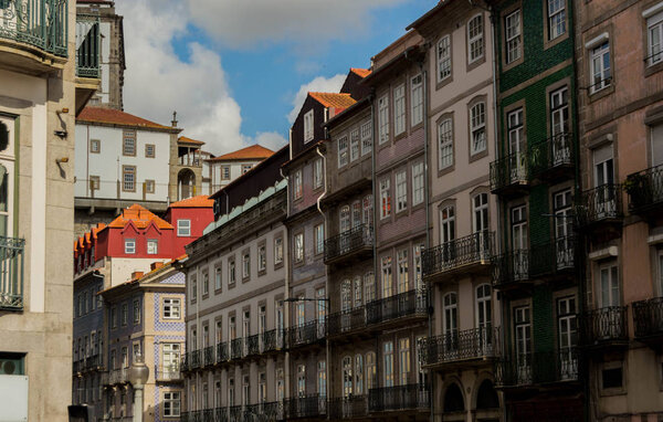 Landscape of the center of Porto,Portugal in the part of the river Duoro.