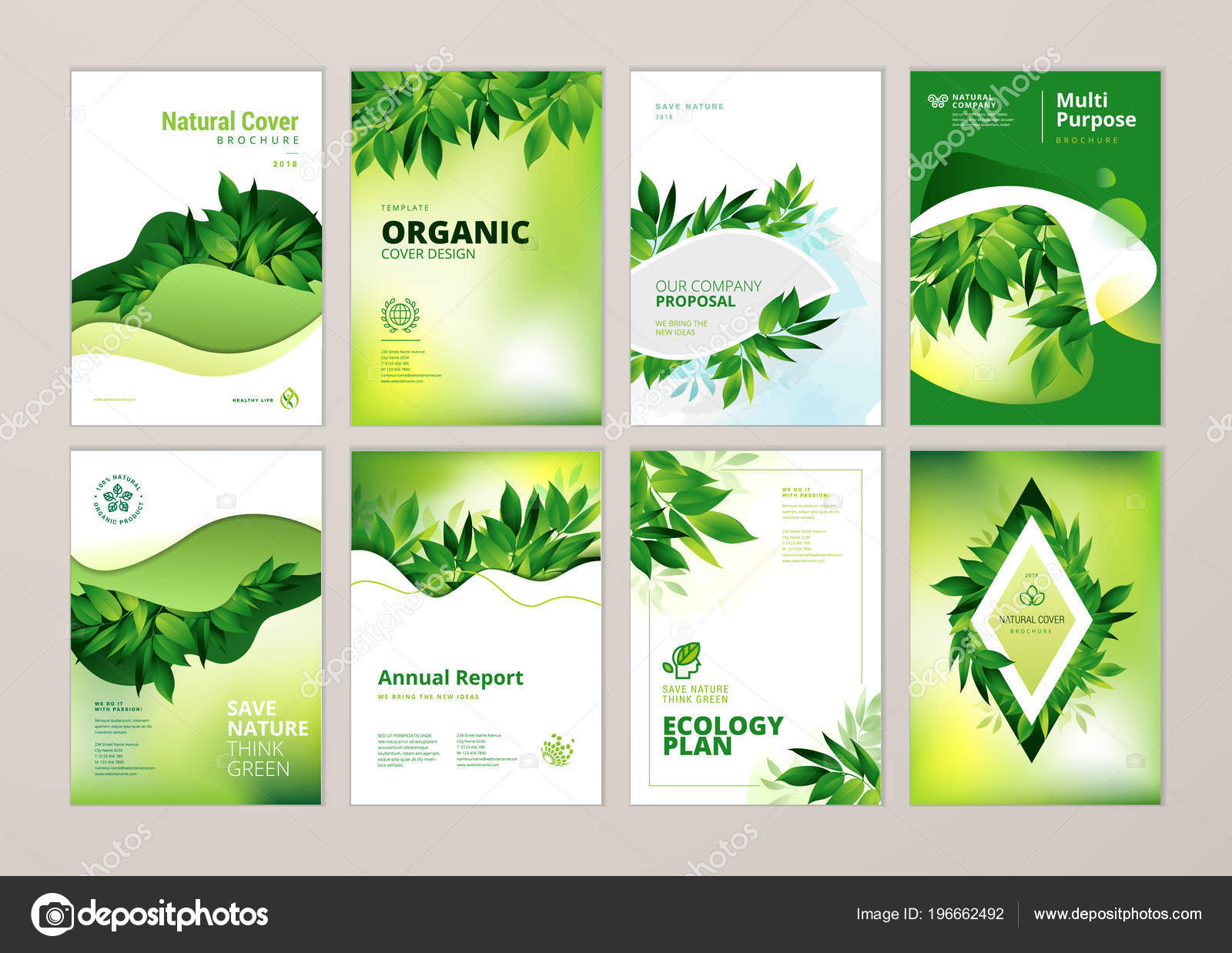 Set Brochure Annual Report Cover Design Templates Subject Nature