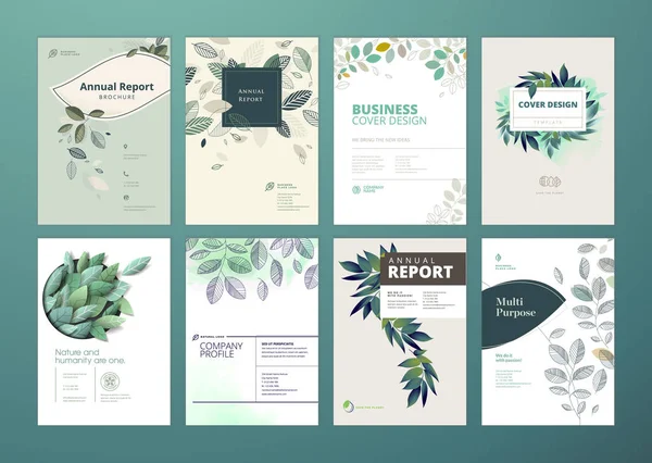 Set Brochure Jaarlijkse Verslag Cover Ontwerpsjablonen Het Gebied Van Natuur — Stockvector