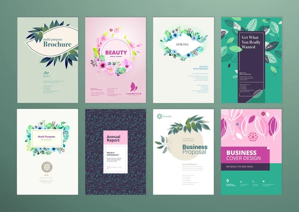 Set Natural Product Brochure Annual Report Flyer Design Templates Size — Stock Vector